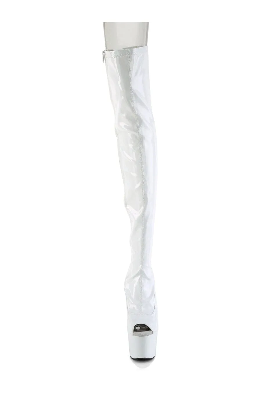 ADORE-3011HWR White Hologram Thigh Boot