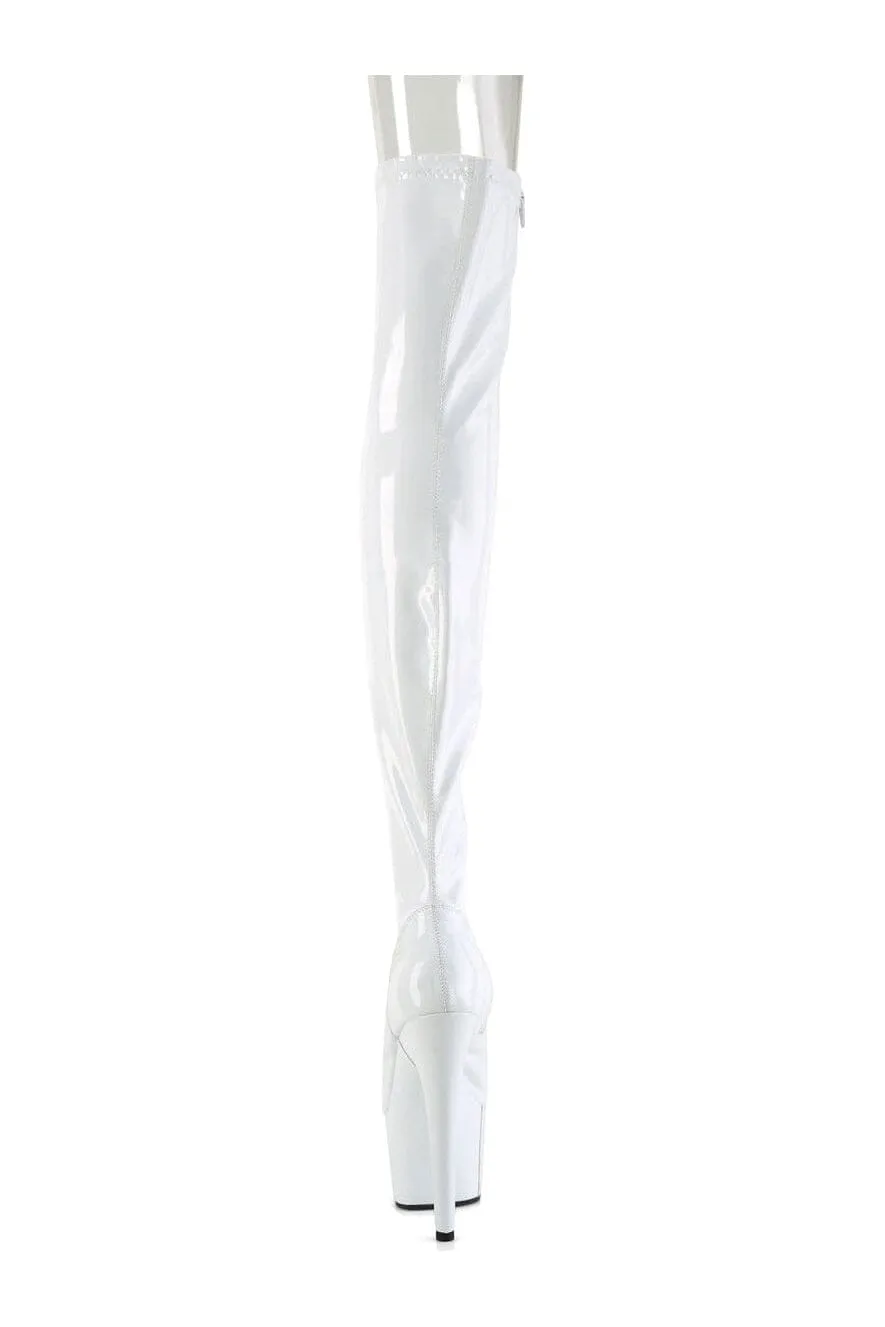 ADORE-3011HWR White Hologram Thigh Boot