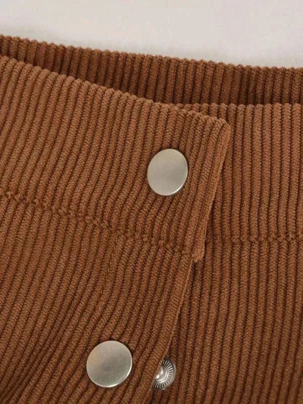 Corduroy High Waisted Midi Skirt