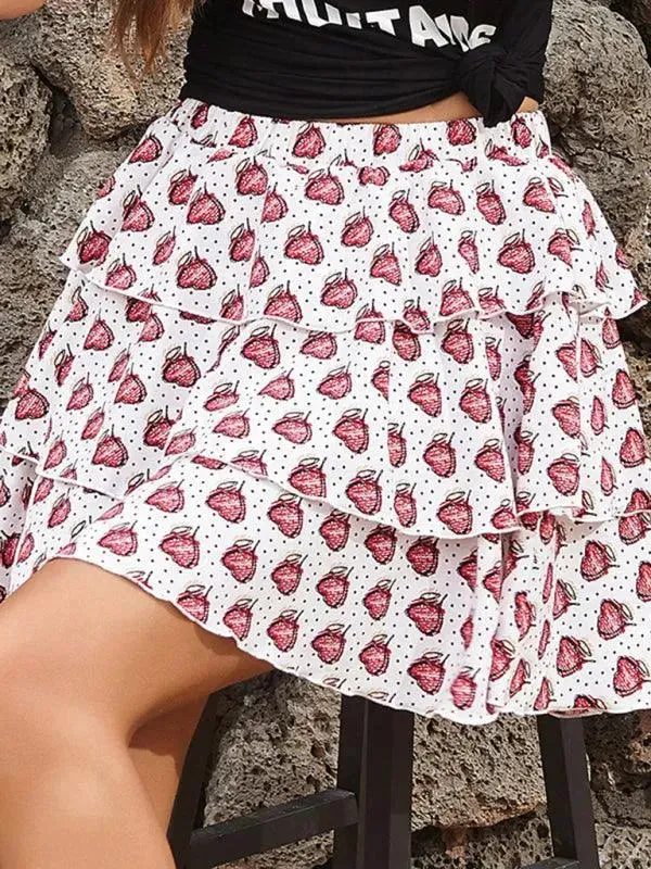 Elastic Floral Tiered Mini Skirt