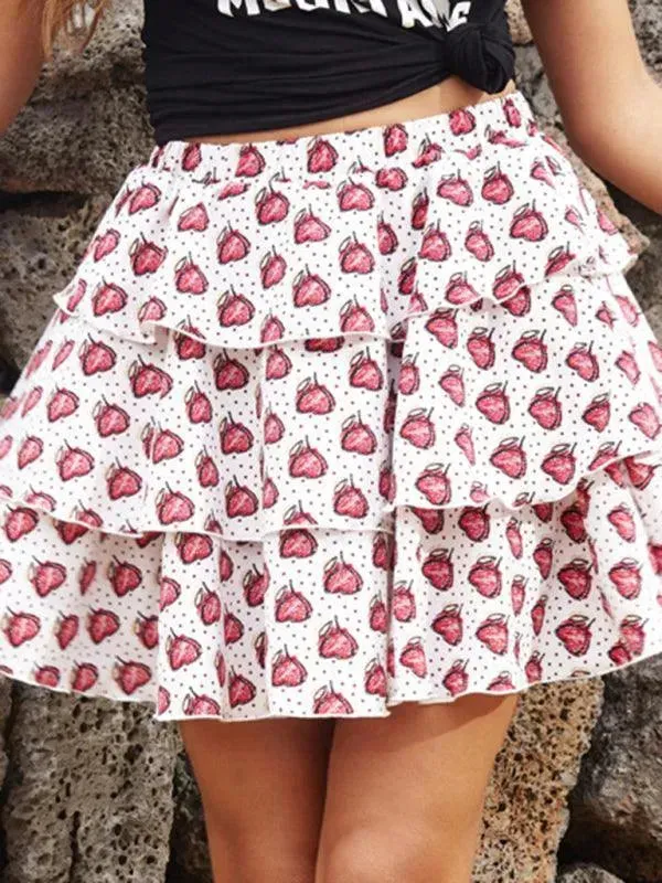 Elastic Floral Tiered Mini Skirt