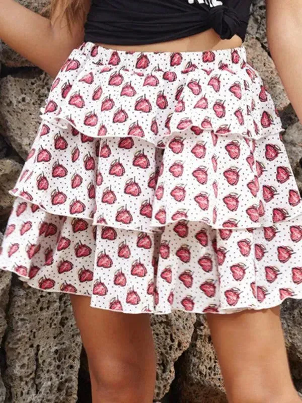 Elastic Floral Tiered Mini Skirt