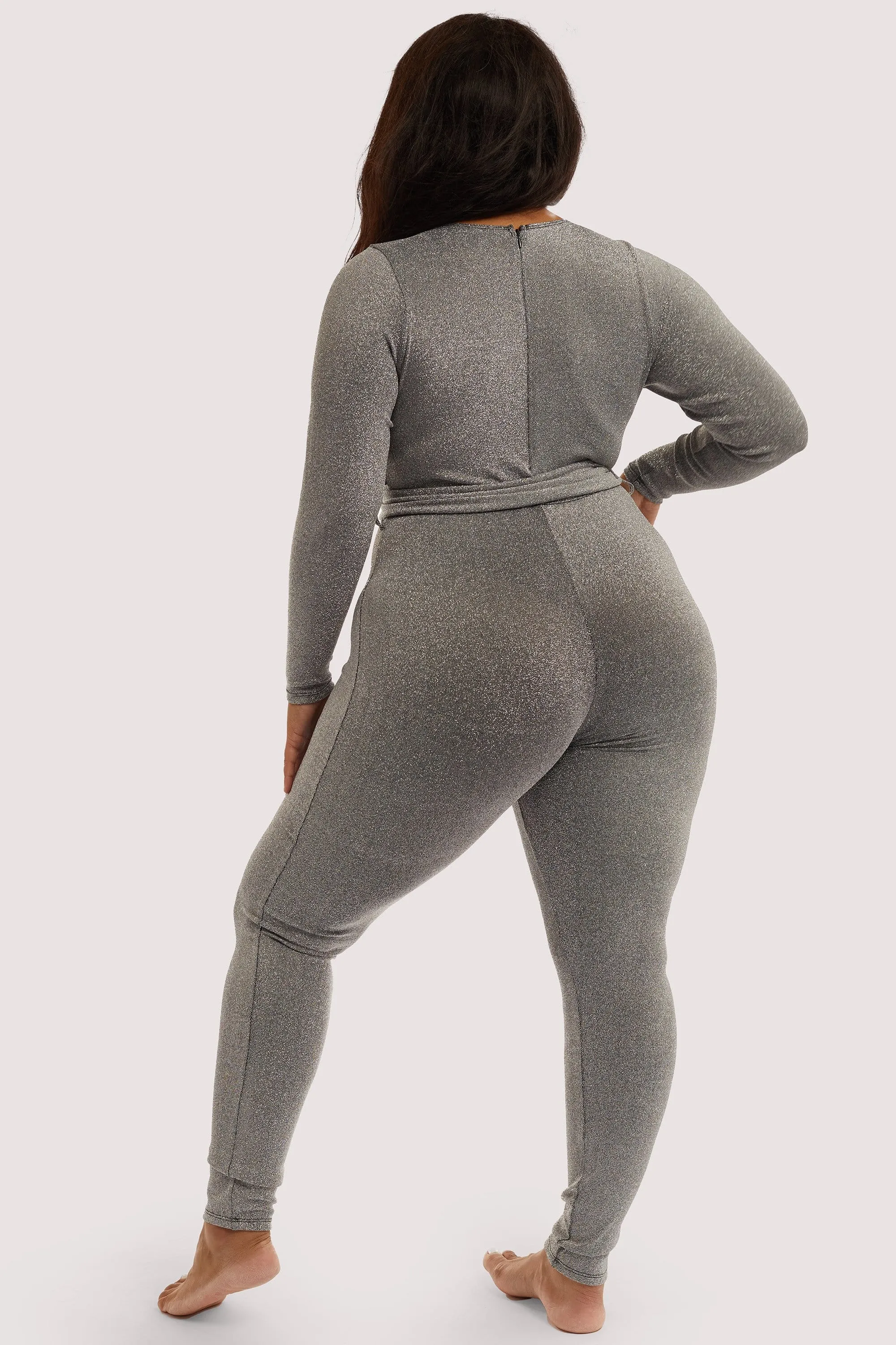 Farouz Silver Disco Jumpsuit Curve