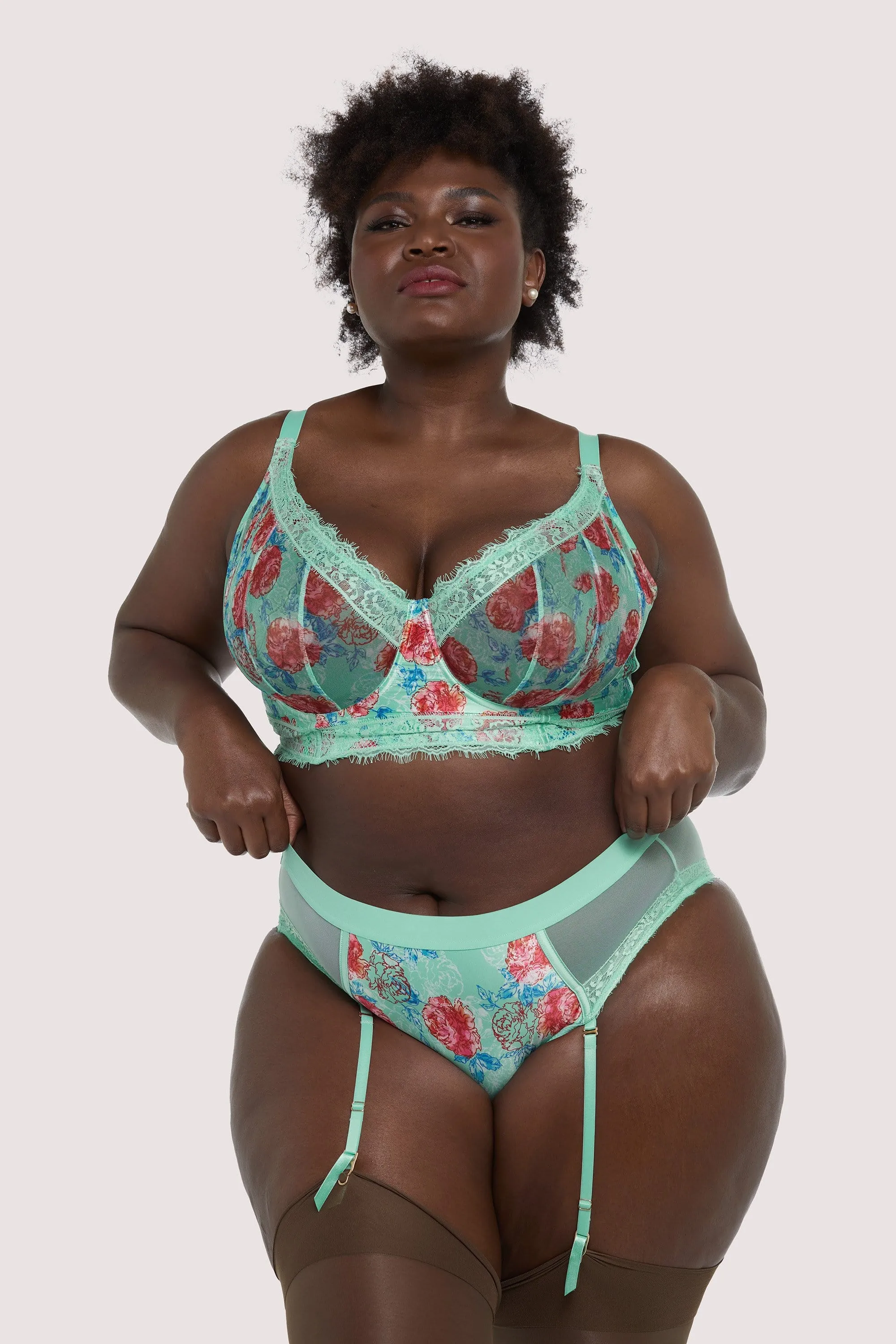Felicity Hayward Sabey Mint Floral Longline Curve Bra