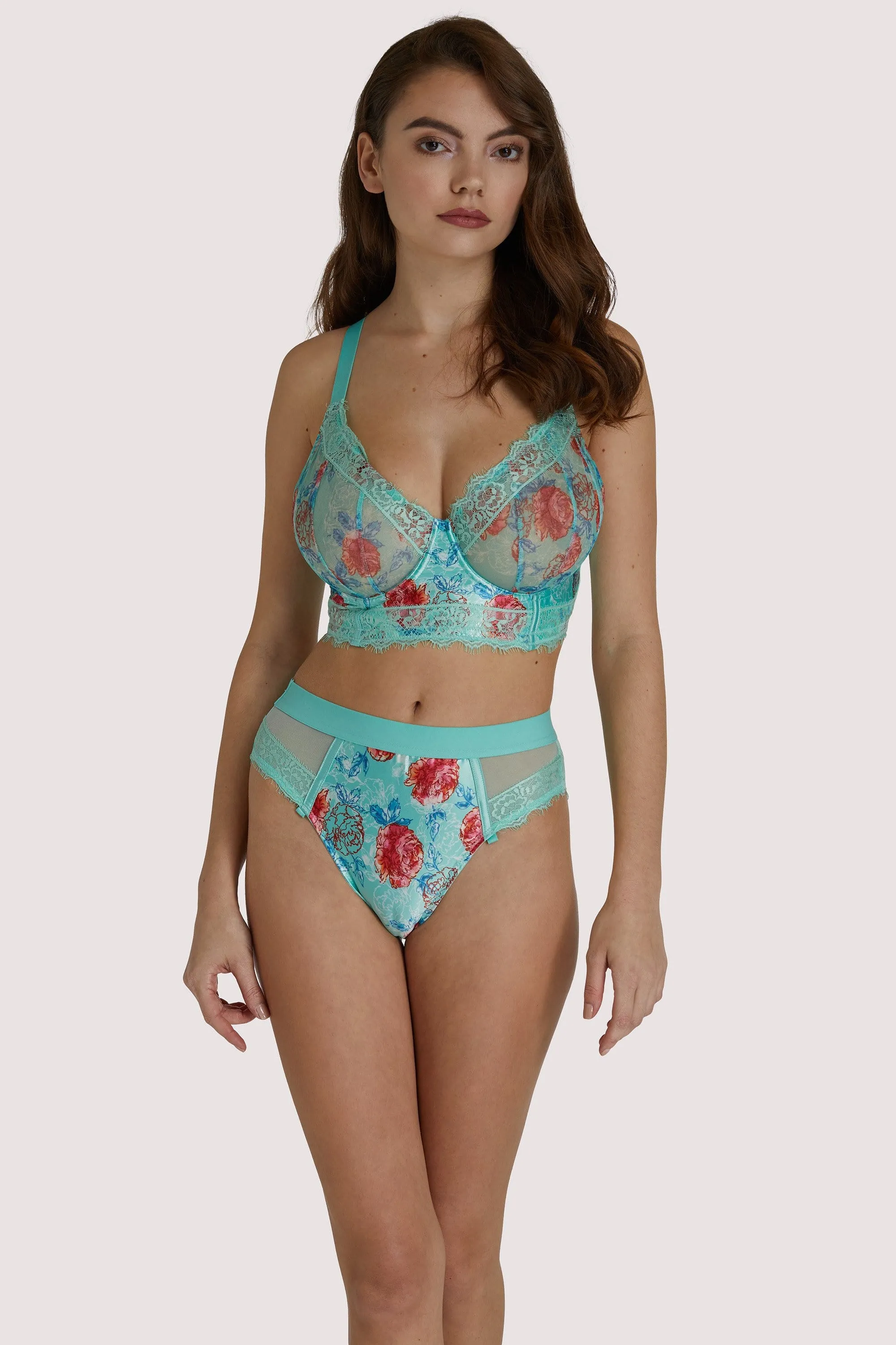 Felicity Hayward Sabey Mint Floral Longline Fuller Bust Bra