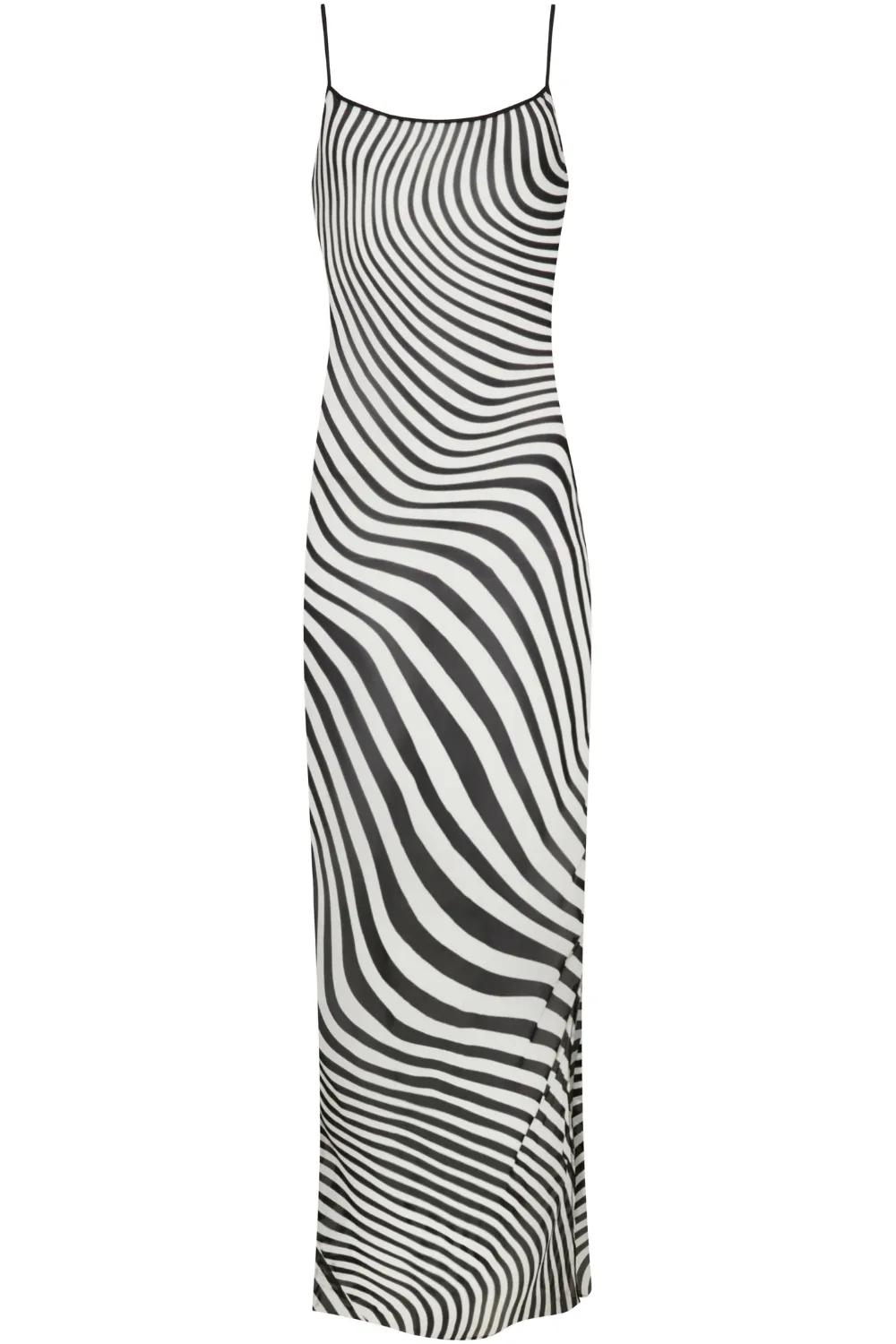 Fever Long Open Back Beach Dress in Black & White