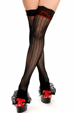 Fleurette Striped Fishnet Stockings