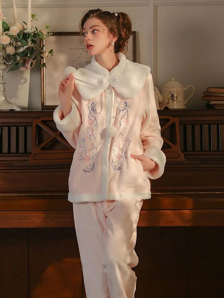 Fuzzy Chinese Style Pajamas Set