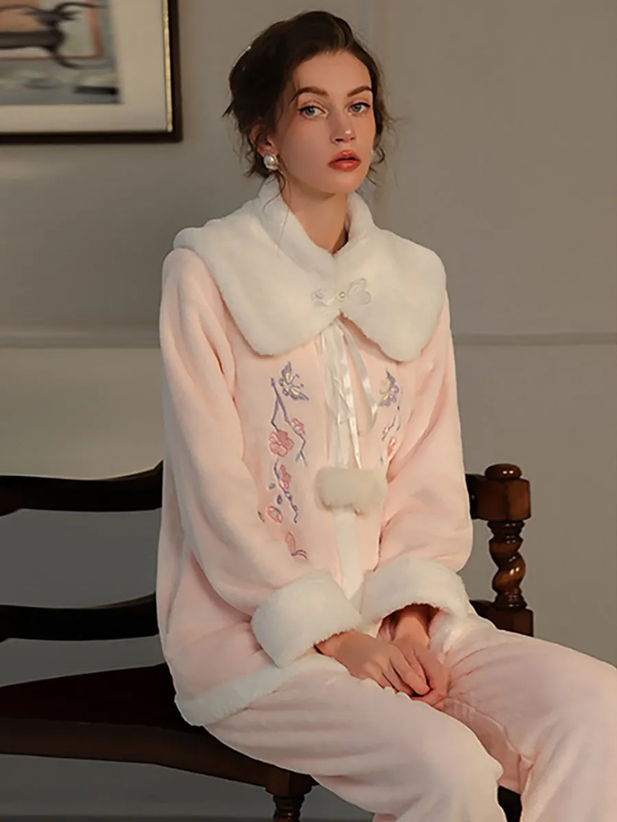 Fuzzy Chinese Style Pajamas Set