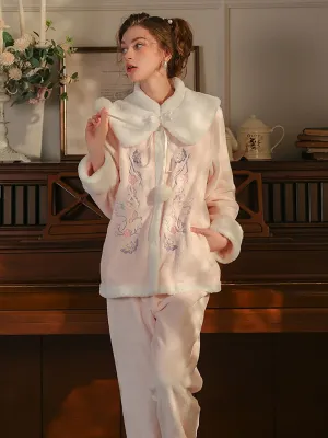 Fuzzy Chinese Style Pajamas Set