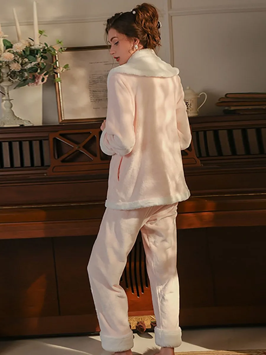 Fuzzy Chinese Style Pajamas Set