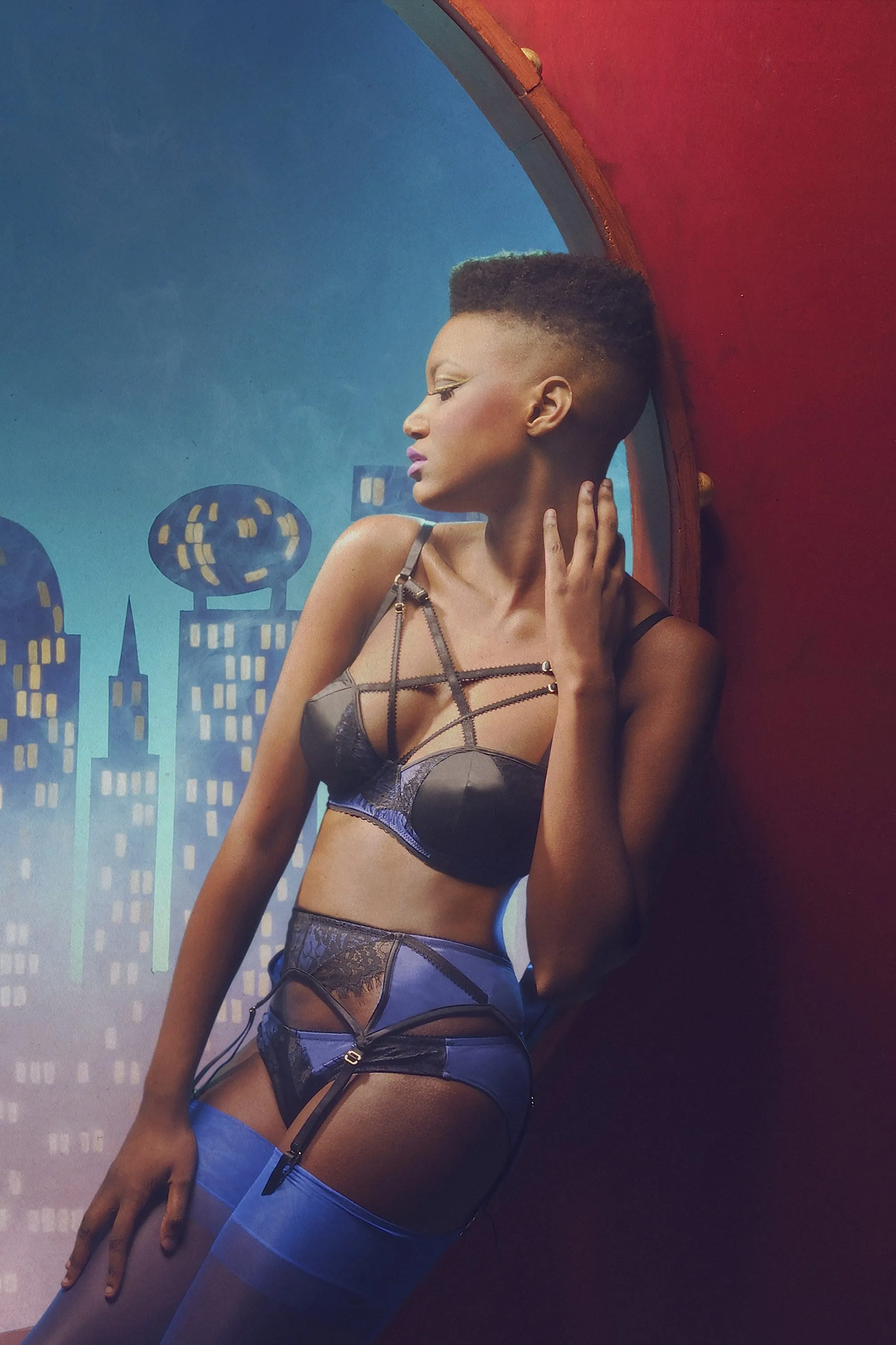 Indigo Lace Picot Suspender