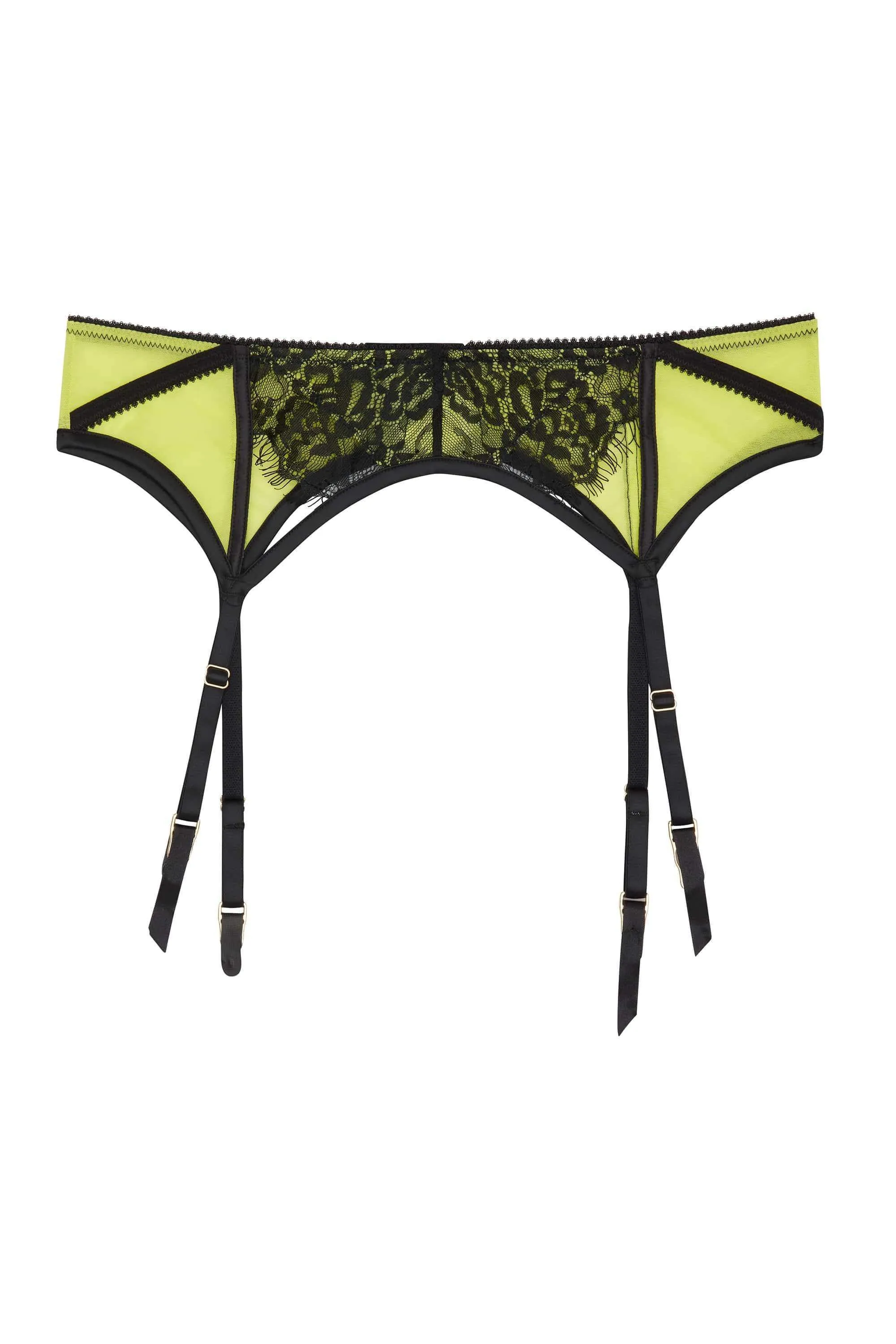Indigo Lime Satin and Lace Picot Suspender