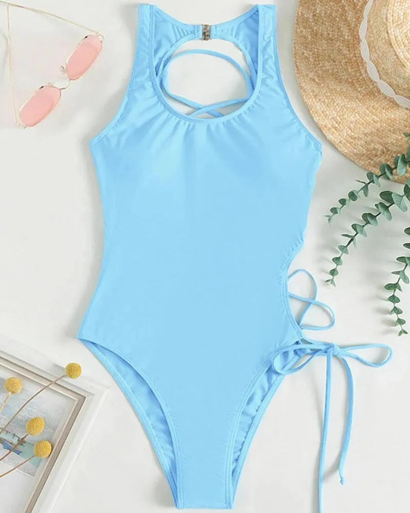 Lace-Up One Piece Swimsuit