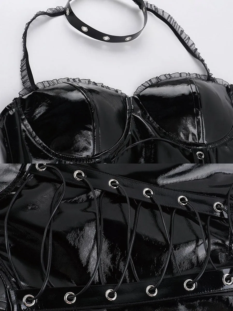 Latex Gothic Top and Skirt Set