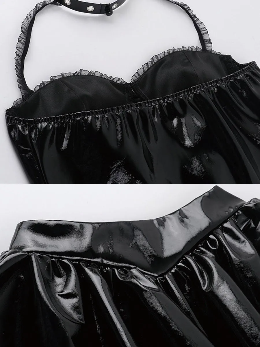 Latex Gothic Top and Skirt Set