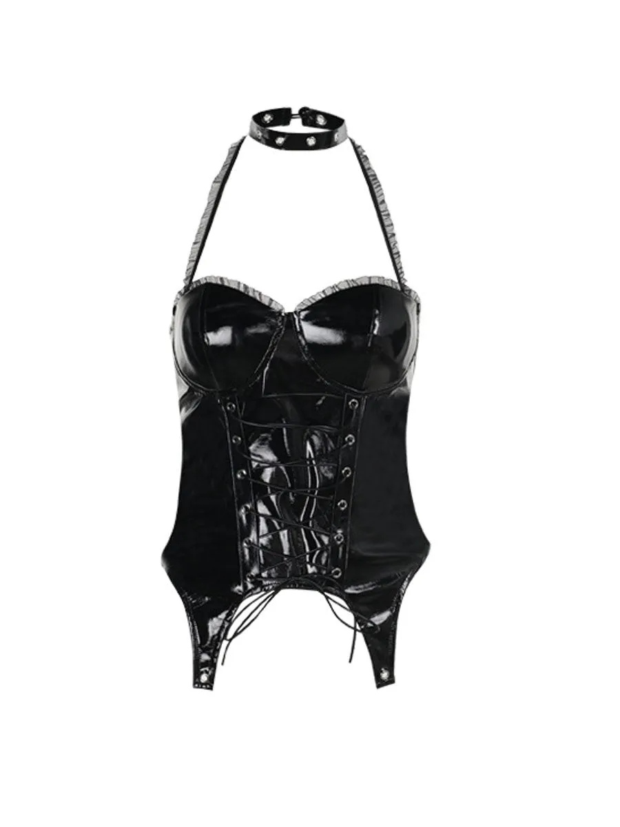 Latex Gothic Top and Skirt Set