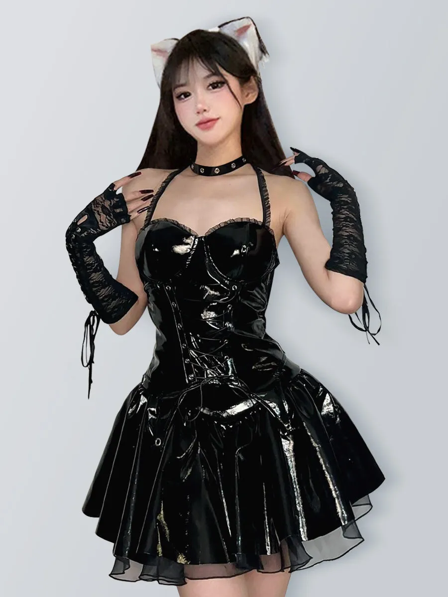 Latex Gothic Top and Skirt Set