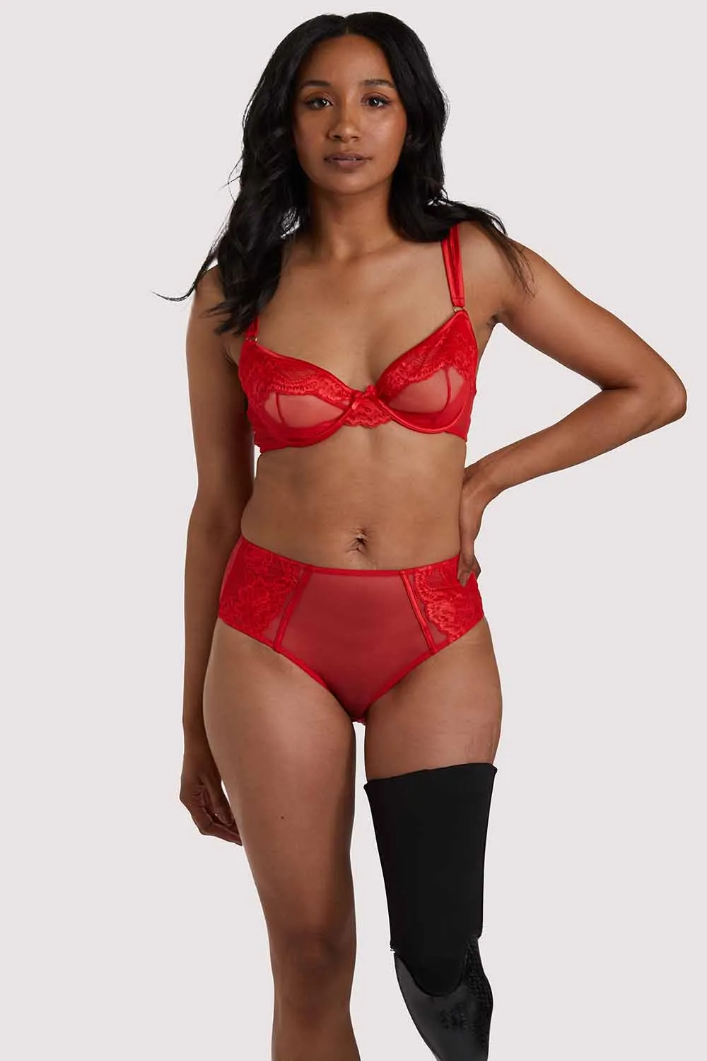 Leona Red Highwaist Brief