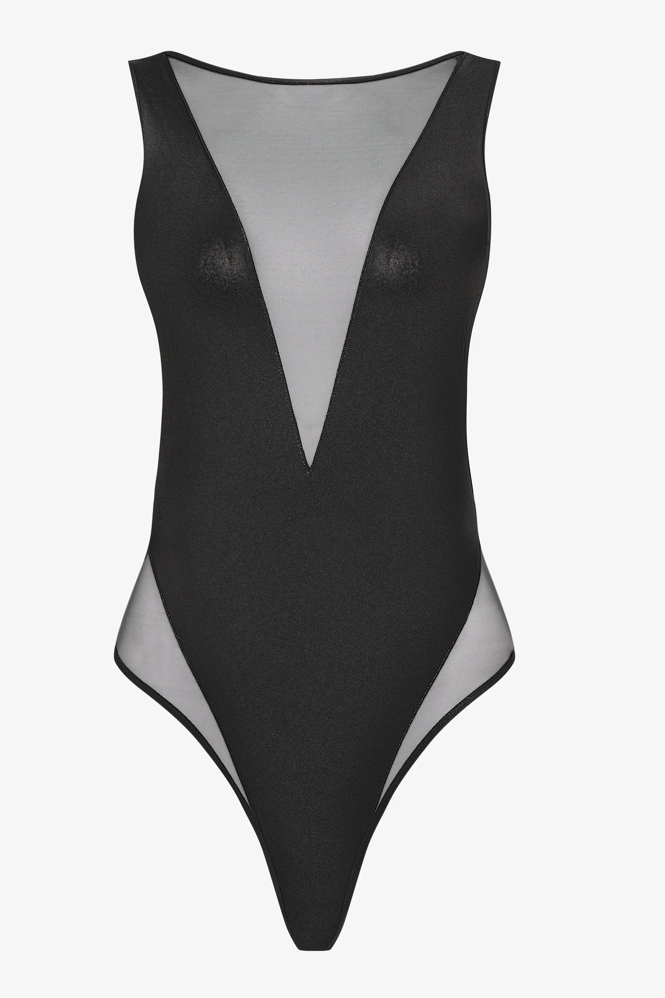 Maillot une pice col V transparent - Minuit