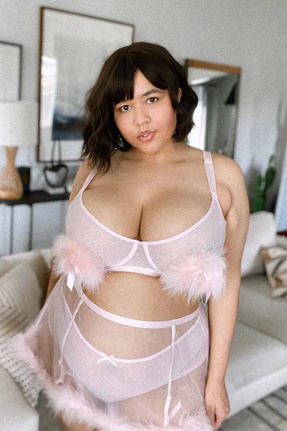 Marina Pink Feather Bra