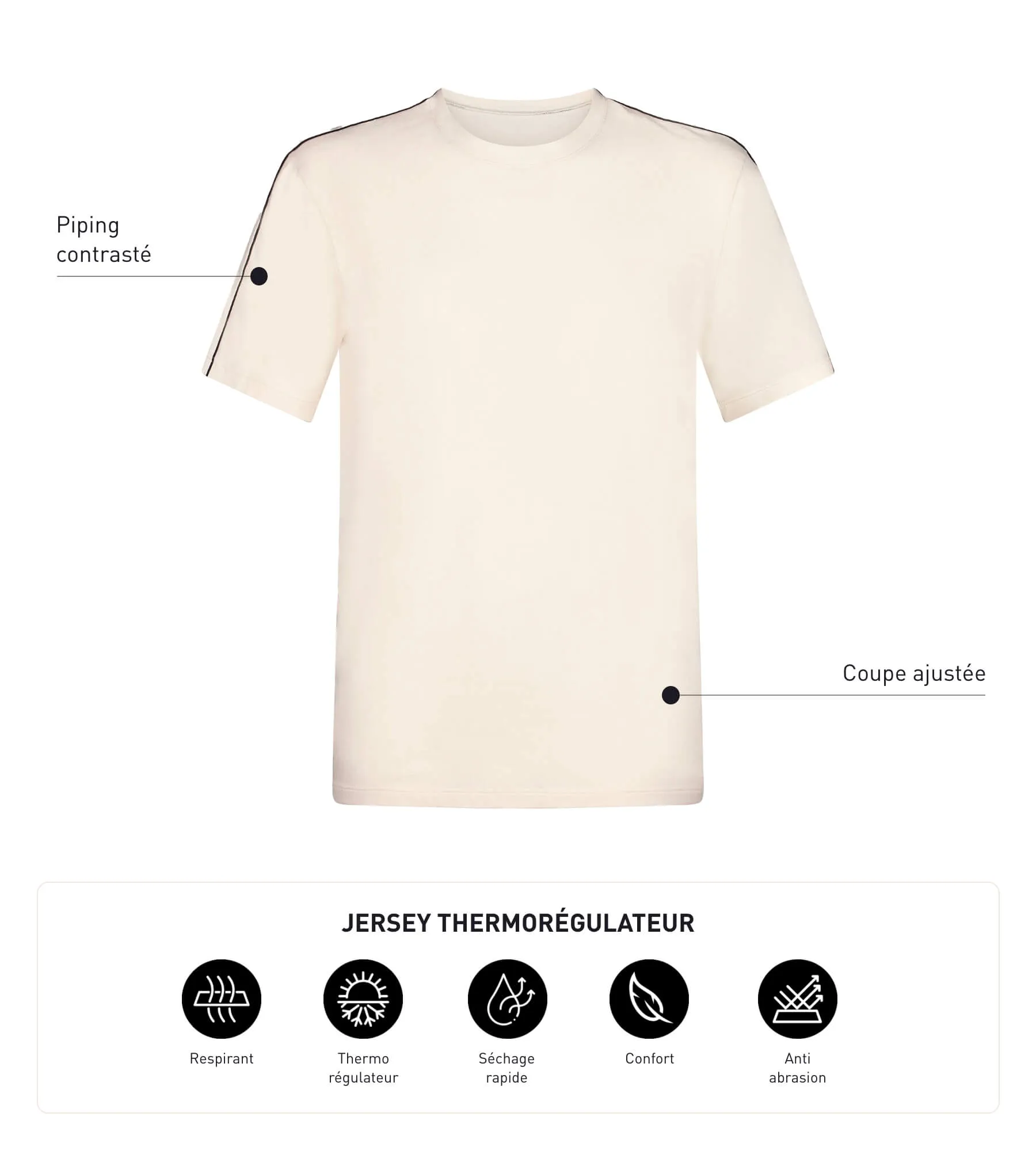 Men's thermoregulating jersey sports T-shirt Ecru Dim Move