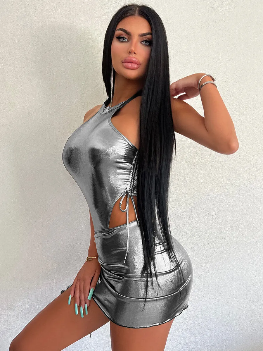 Metallic Bodysuit and Skirt Set