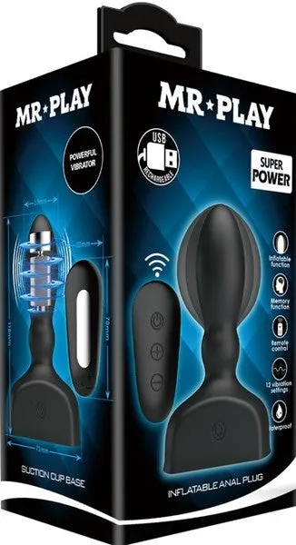 Mr Play Inflatable Anal Butt Plug Multi-Speed Vibrator Large Sex Toy