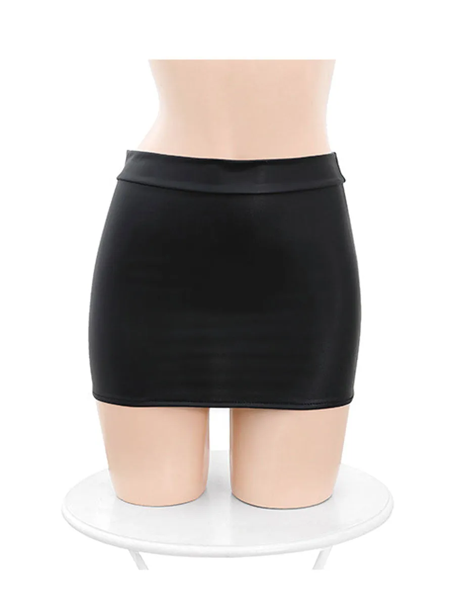 Office Lady Lace Teddy Lingerie w/ Latex Skirt