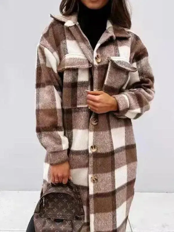 Oversized Shacket Plaid Women Shirt Jacket