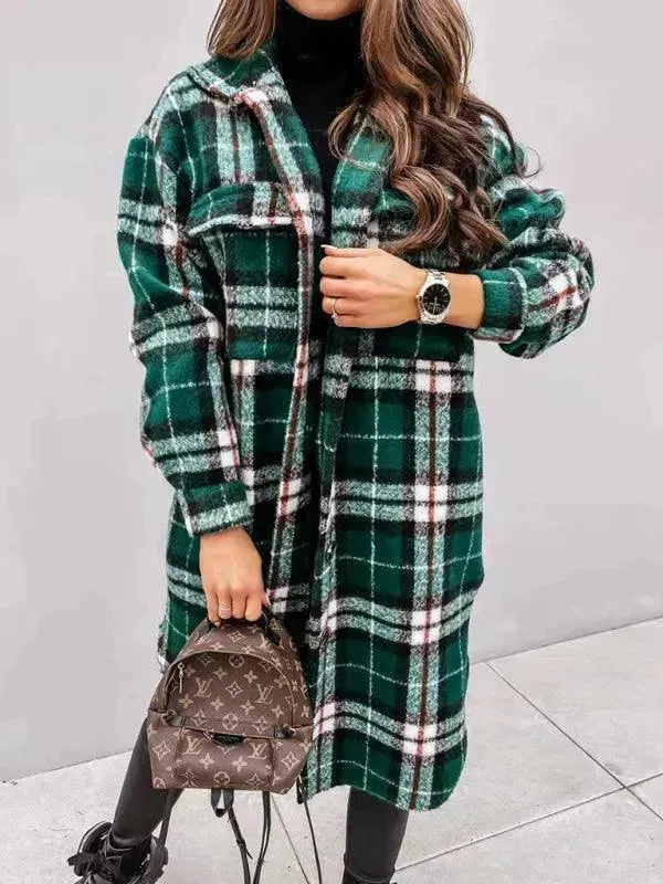 Oversized Shacket Plaid Women Shirt Jacket