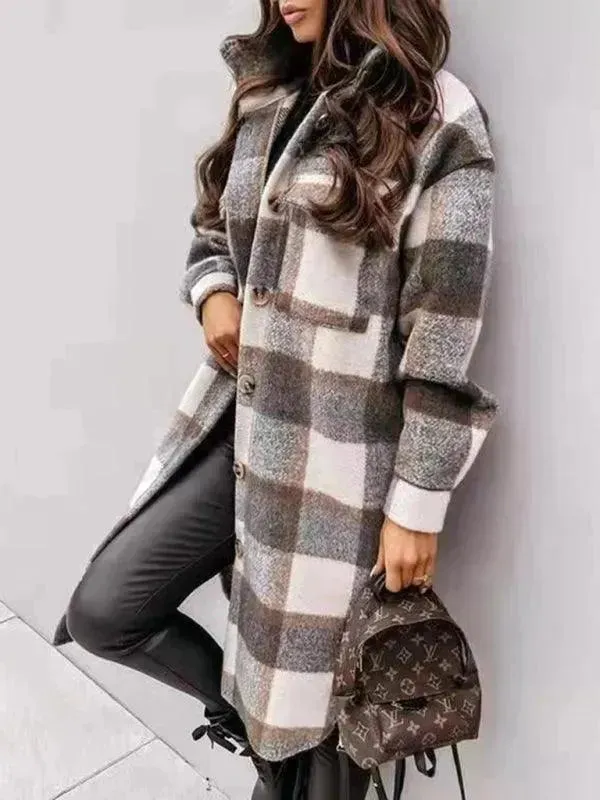Oversized Shacket Plaid Women Shirt Jacket