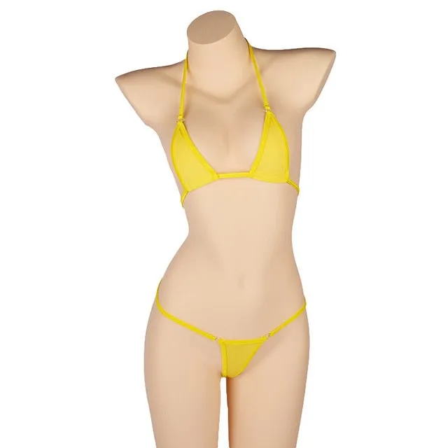 PARAKINI Micro Mini Bikini Set 2020 New Sexy Women Erotic Transparent Swimwear Bathing Suit Tiny G-String Thong Bikini Beachwear