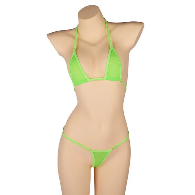 PARAKINI Micro Mini Bikini Set 2020 New Sexy Women Erotic Transparent Swimwear Bathing Suit Tiny G-String Thong Bikini Beachwear