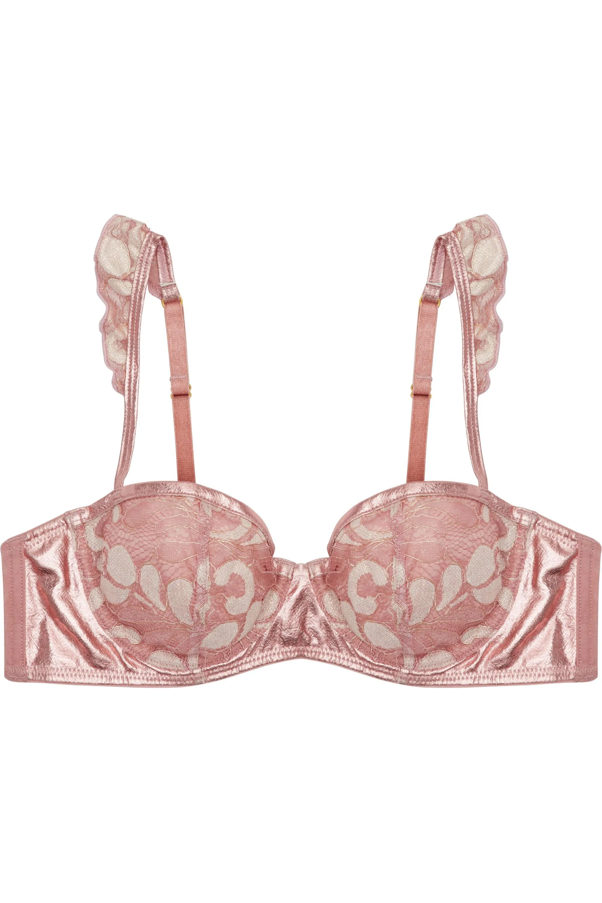 Peek & Beau Quinn Pink leatherette and lace bra A- E