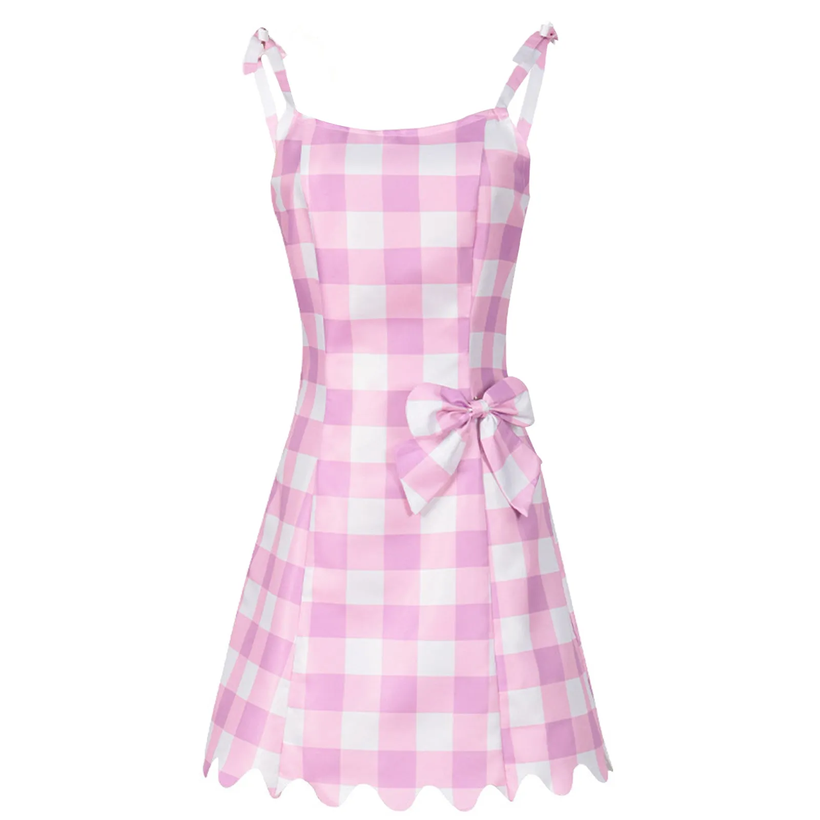 Pink Gingham Dress with Accessories