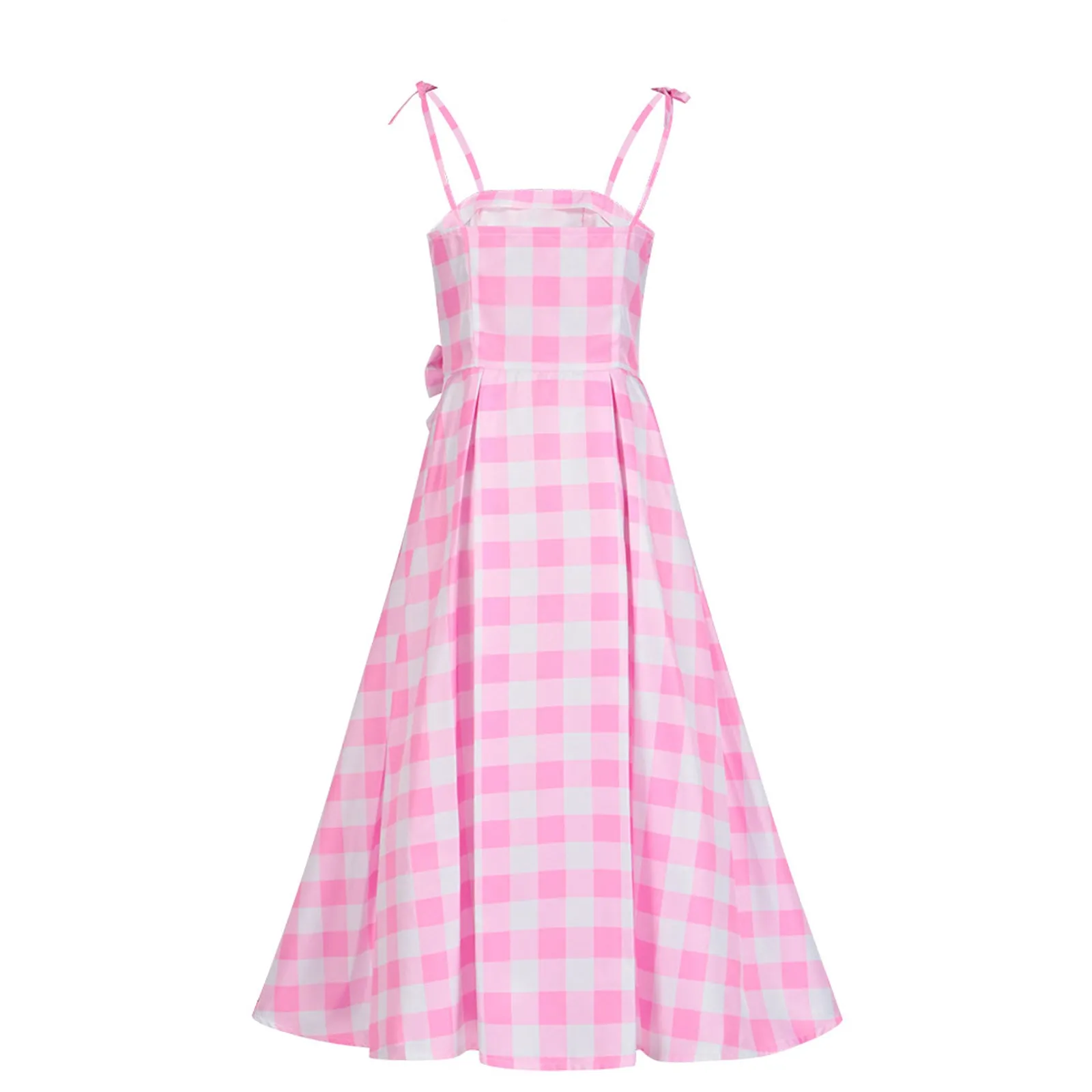 Pink Gingham Dress with Accessories