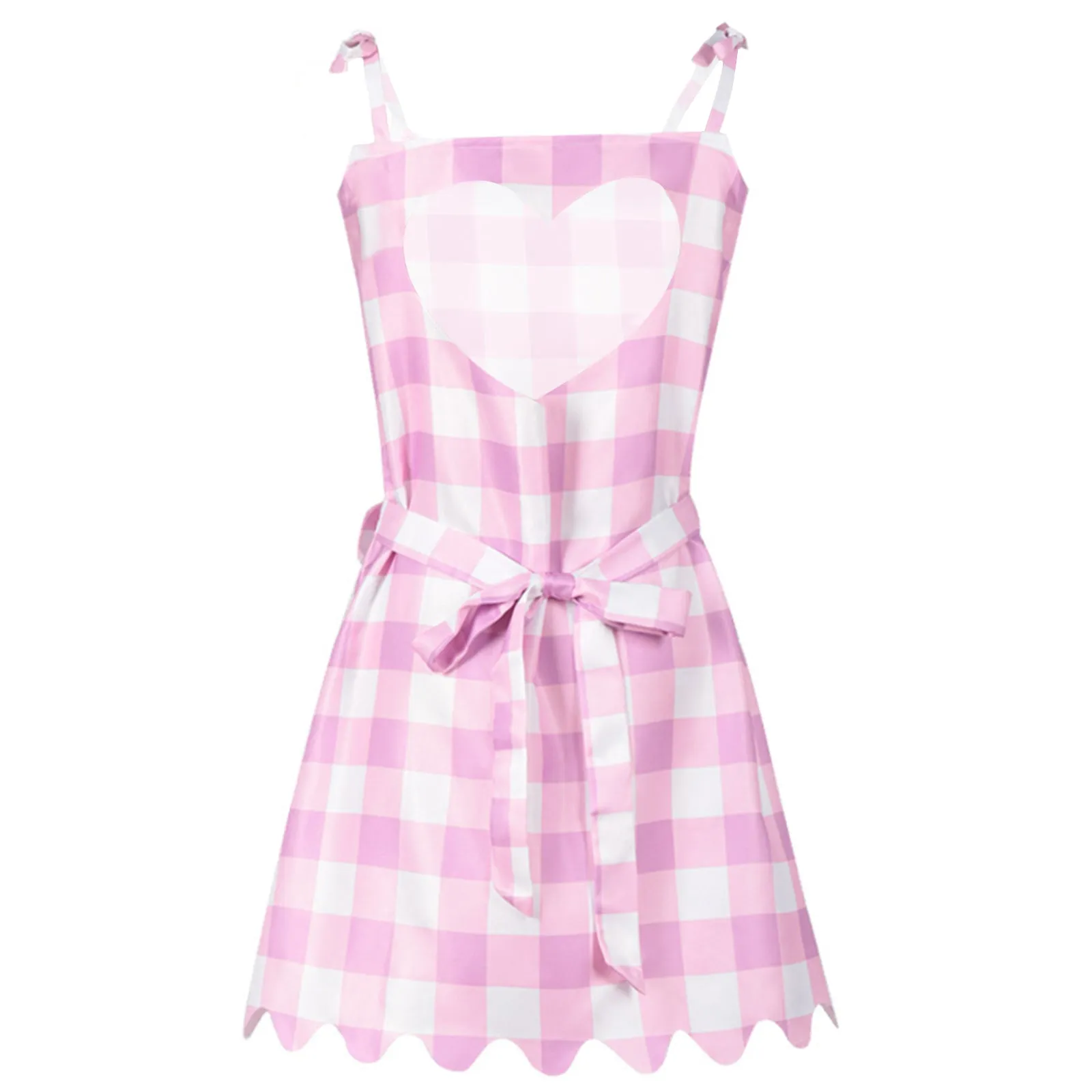 Pink Gingham Dress with Accessories