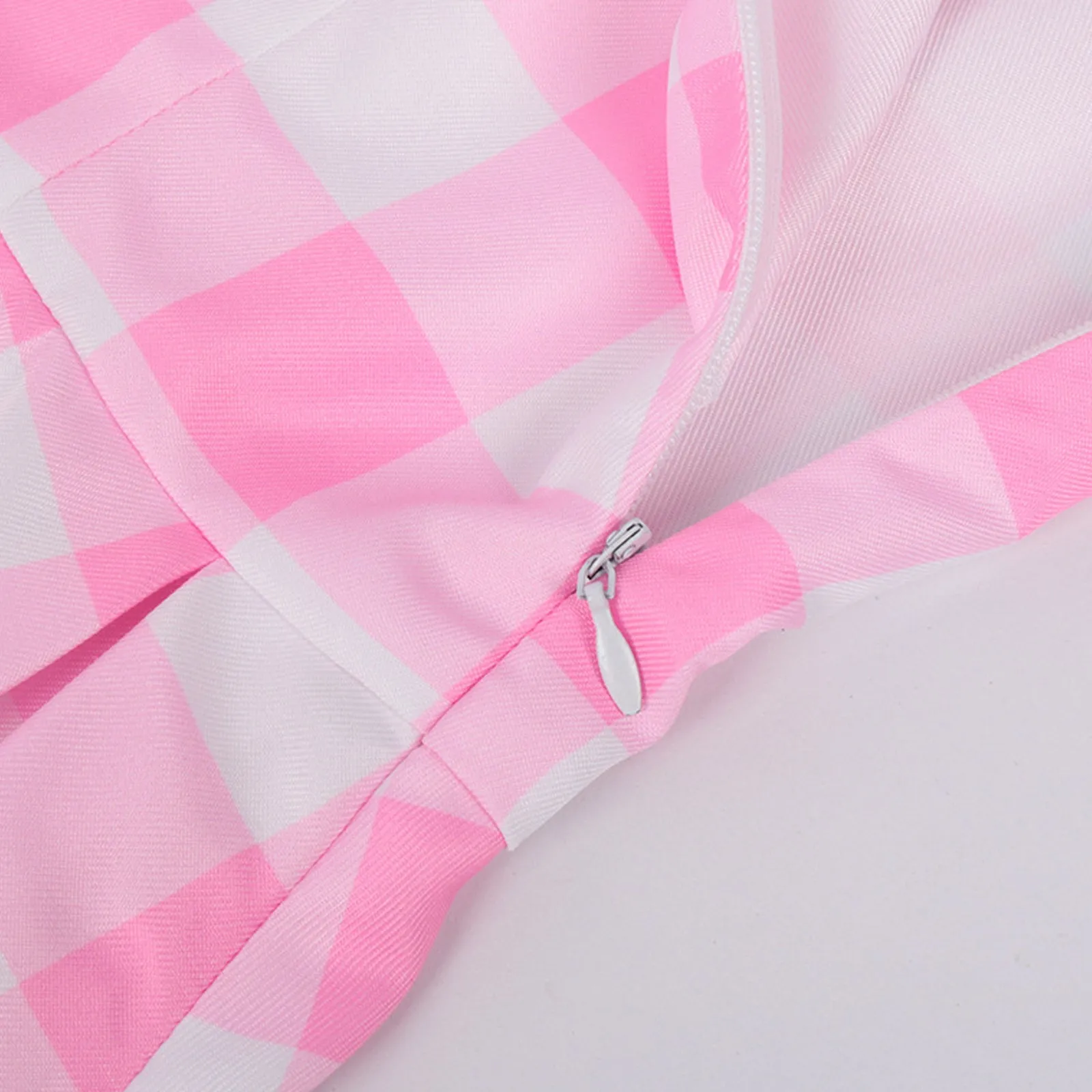 Pink Gingham Dress with Accessories