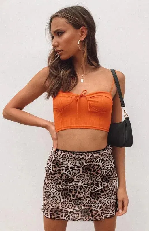 Printed High Waist Double-Layer Mini Skirt