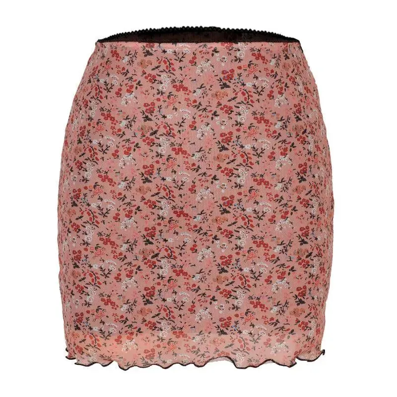 Printed High Waist Double-Layer Mini Skirt