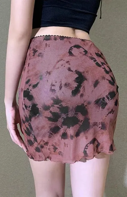 Printed High Waist Double-Layer Mini Skirt