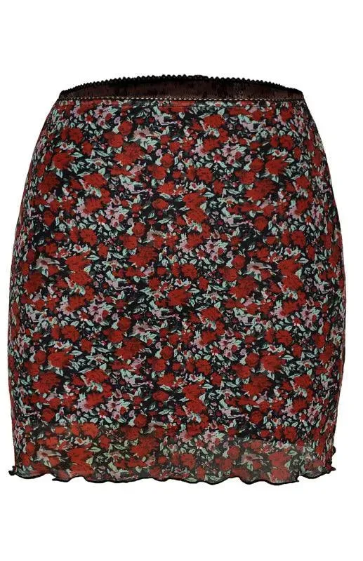 Printed High Waist Double-Layer Mini Skirt
