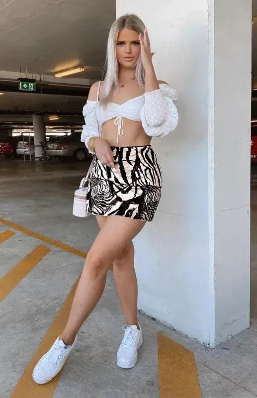 Printed High Waist Double-Layer Mini Skirt