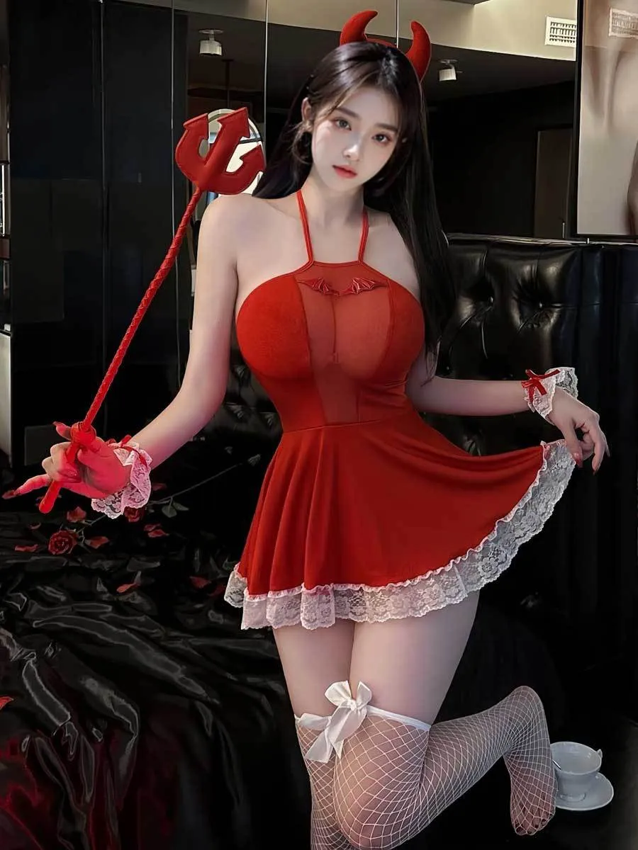 Red Succubus Lingerie Dress Set