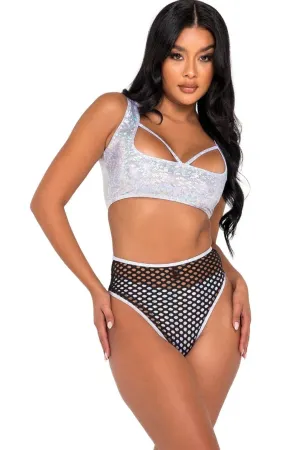 Shimmer Crop Top with Strap Detail