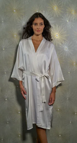 Silk Long Kimono White