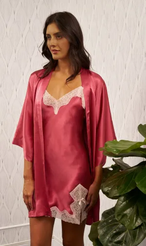 Silk Short Kimono Strawberry