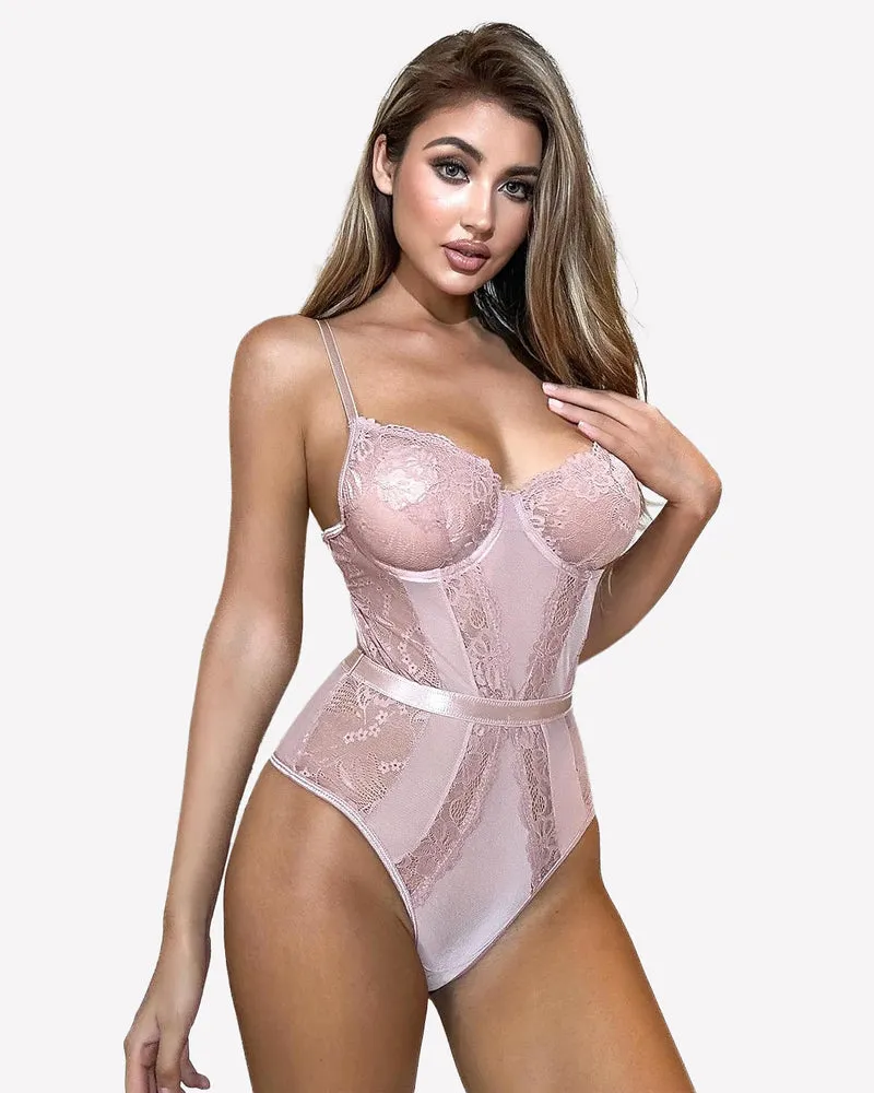 Underwire Bodysuit Lace Snap Crotch Teddy