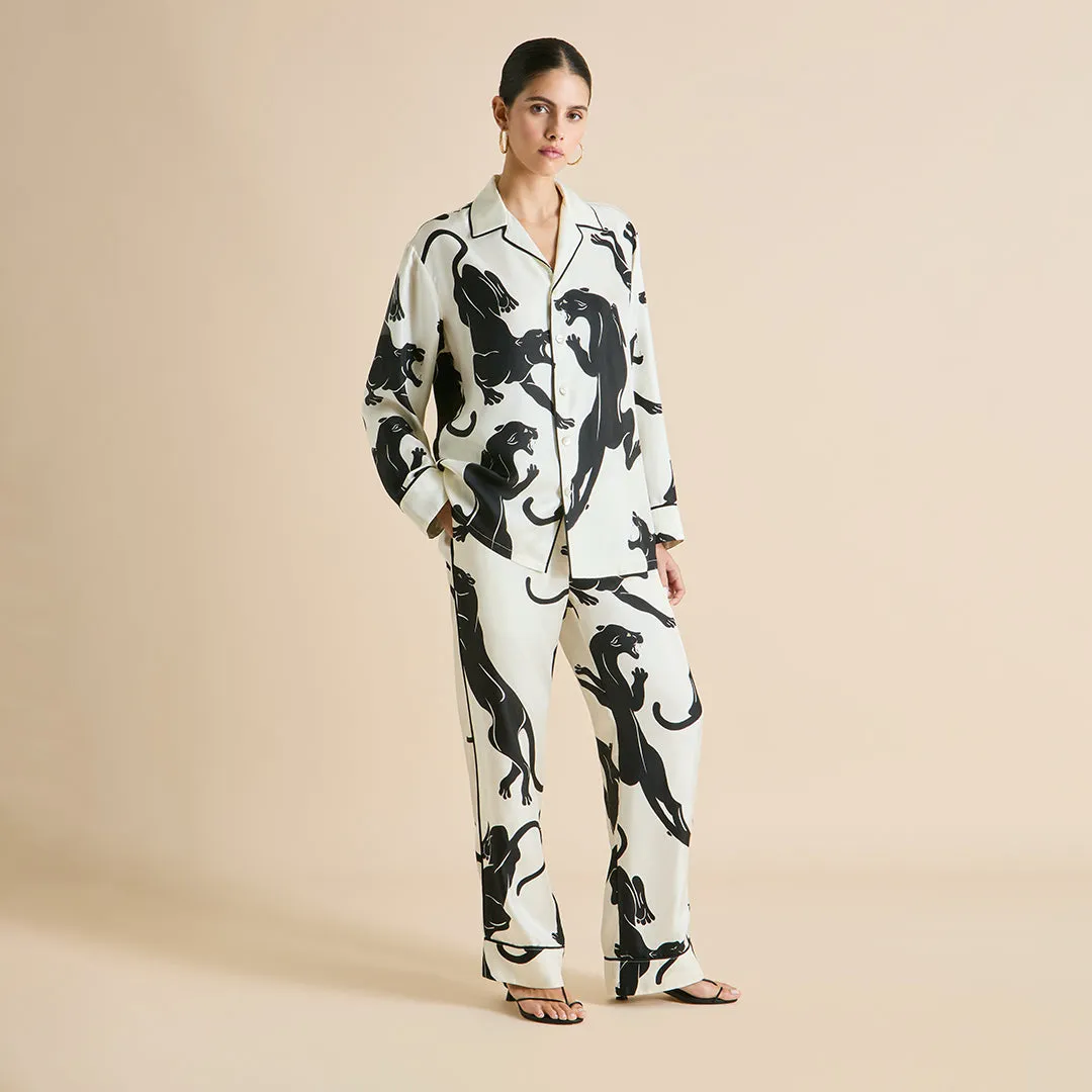 Yves Romain Ivory Panther Pajamas